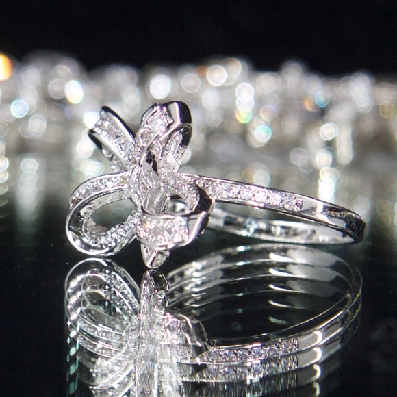 925 14kt Gold Dipped Pave Swarovski Fashion Ring - Picture 8 of 8